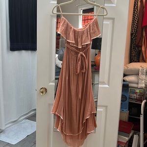 Beautiful peach pink flow dress - strapless
